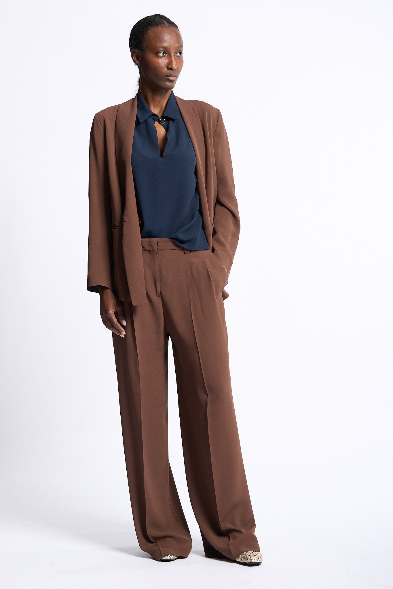 Slowear Pantalone in Crepe Havana Donna-2