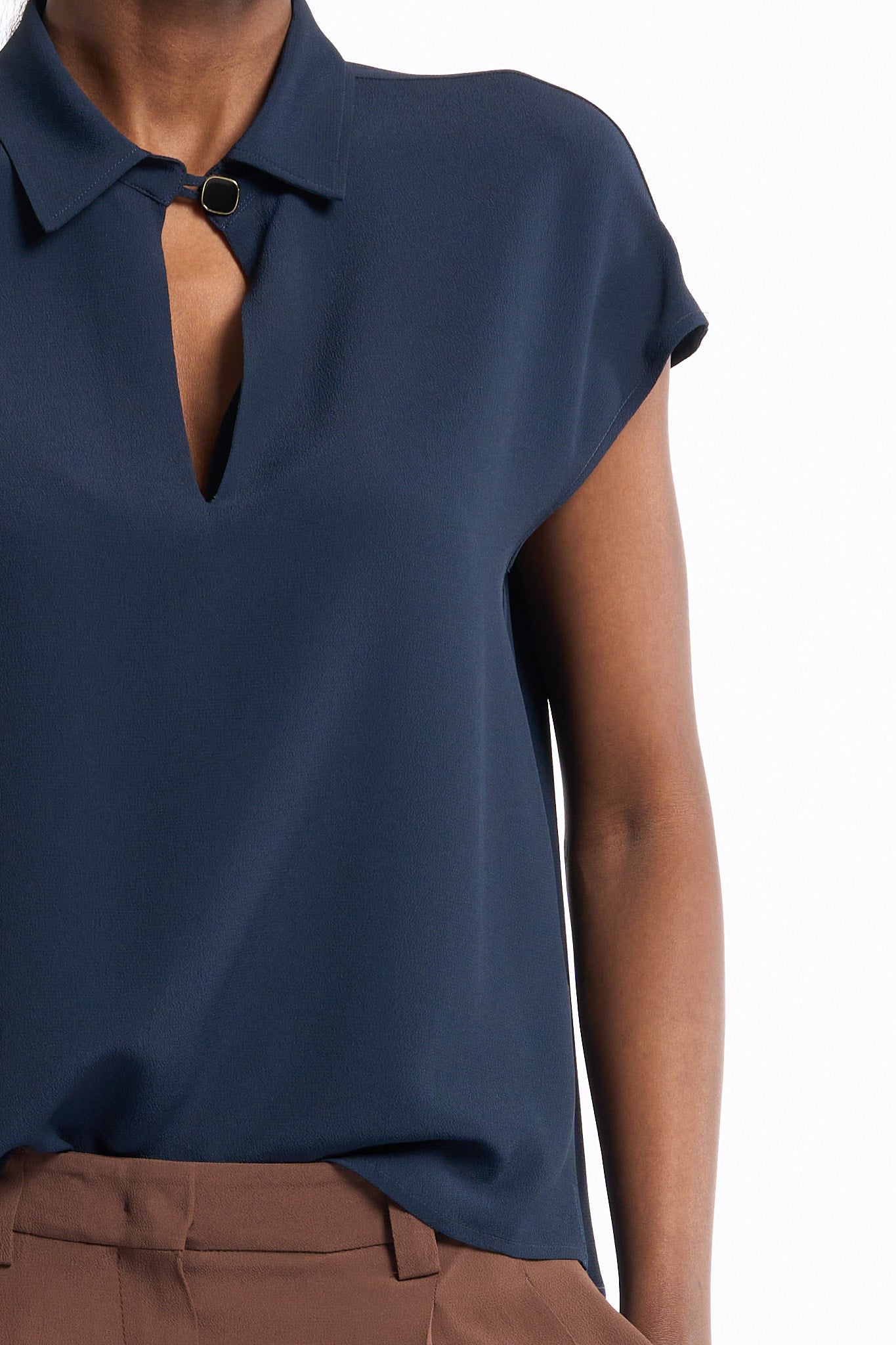 Slowear Polo Anna in Crepe Blu Donna-2