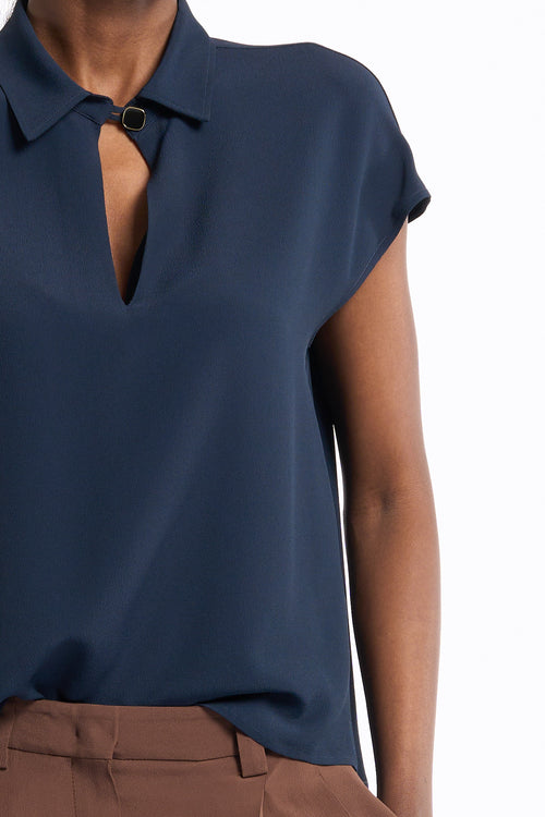 Slowear Polo Anna in Crepe Blu Donna-2