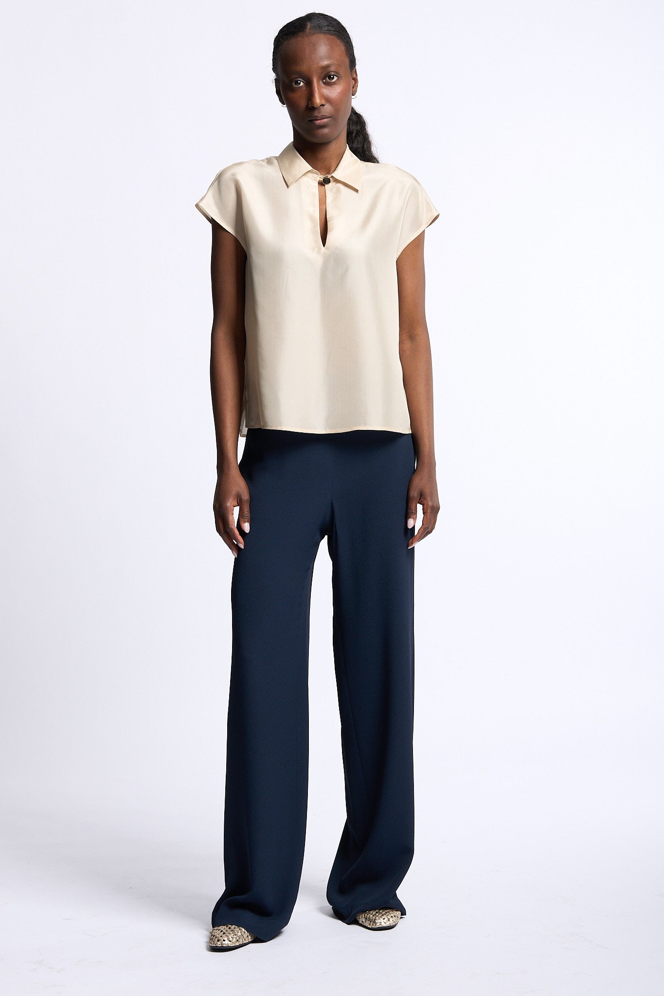 Slowear Polo Anna in Seta Champagne Donna-3