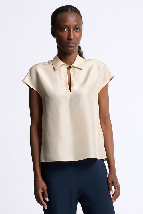 Slowear Polo Anna in Seta Champagne Donna