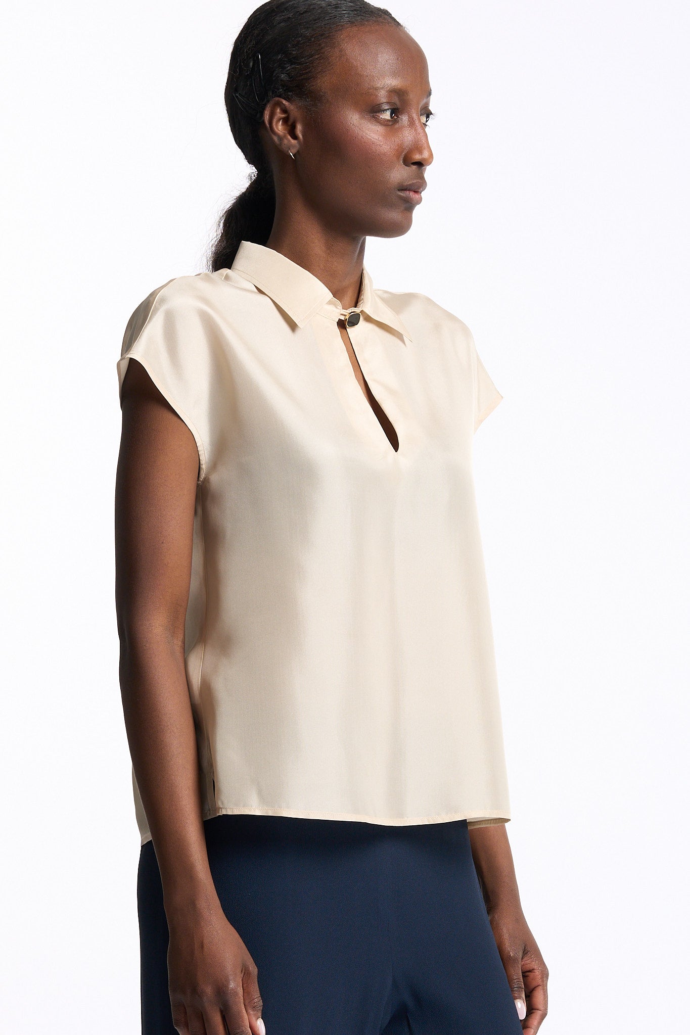 Slowear Polo Anna in Seta Champagne Donna-4