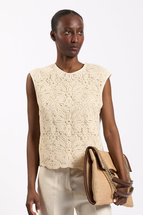Slowear Top Edith Macrame Avorio Donna