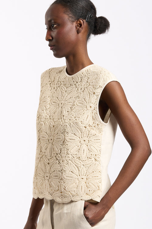 Slowear Top Edith Macrame Avorio Donna-2