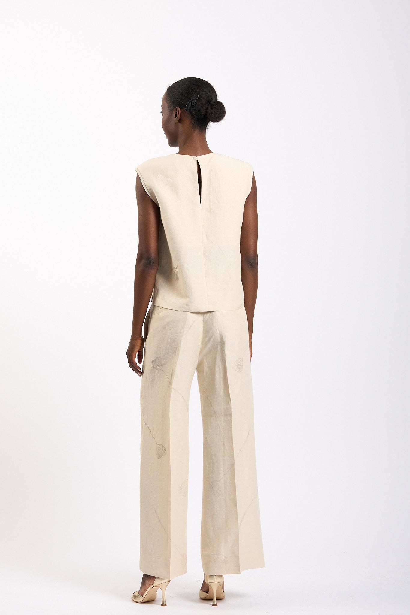 Slowear Pantalone Tina con Fiore Champagne Donna-6