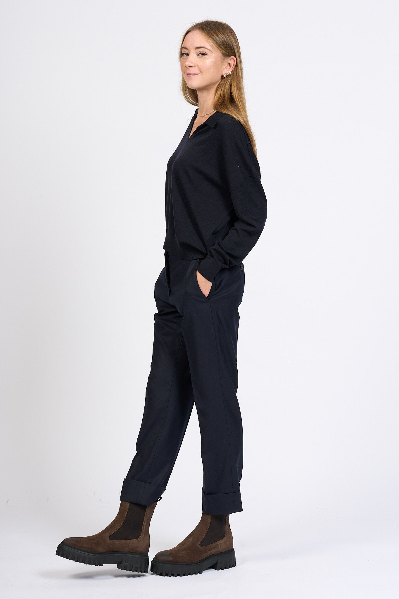 Slowear Polo Flexwool Blu Donna-3