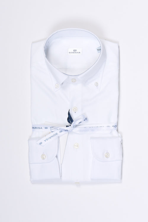 Sonrisa Camicia Button-Down Twill Bianco Uomo