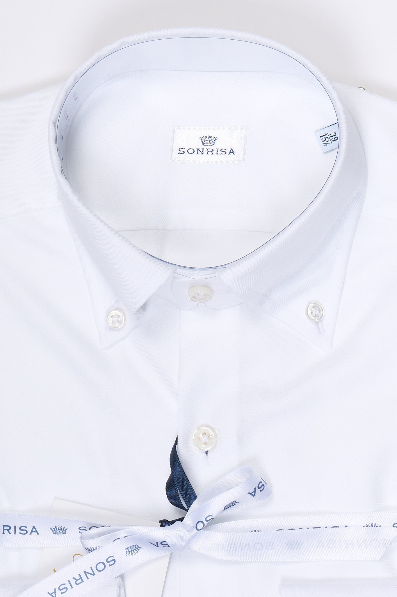 Sonrisa Camicia Button-Down Twill Bianco Uomo-2