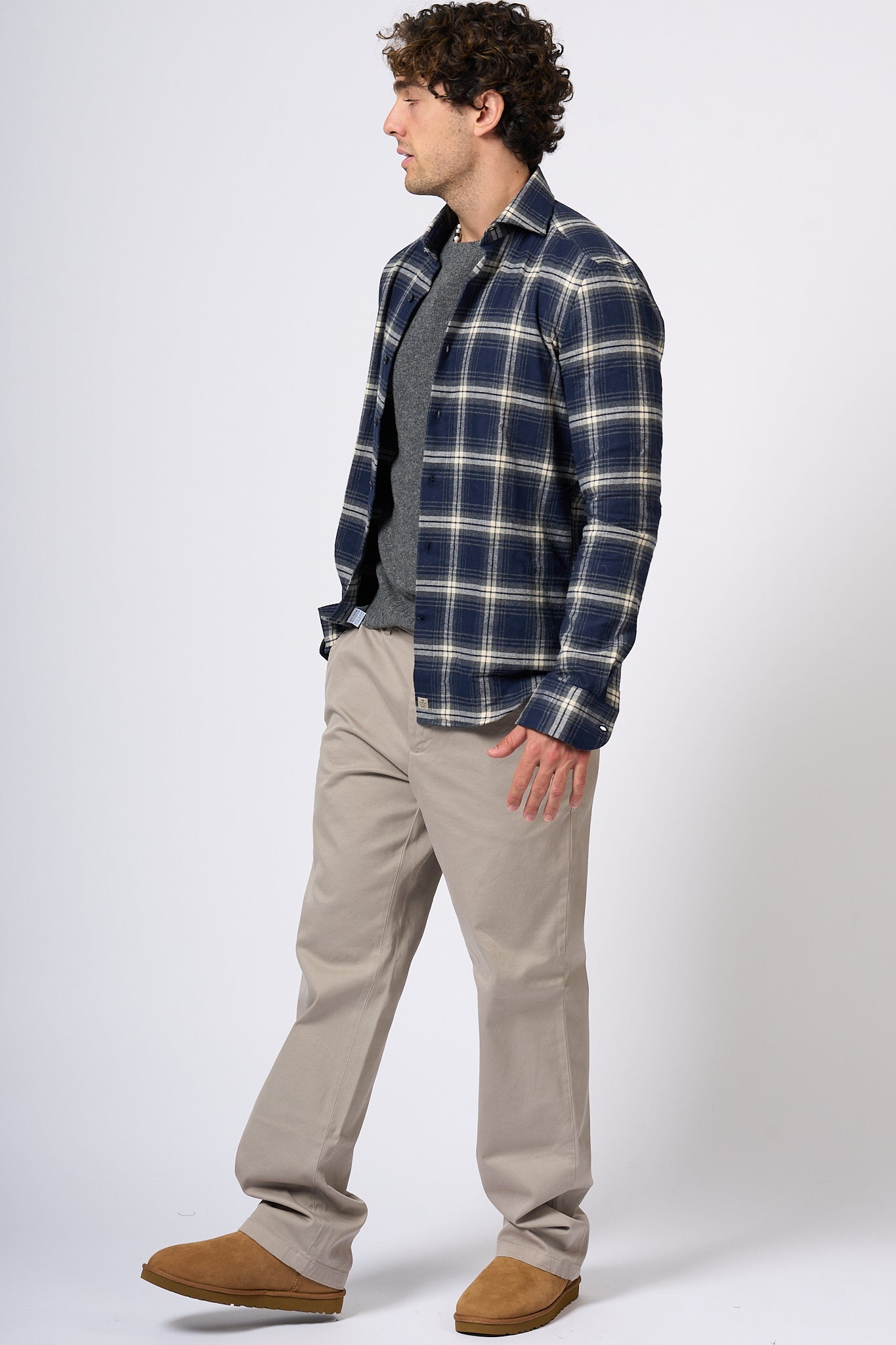 Sonrisa Camicia Flanella Madras Blu Uomo-4