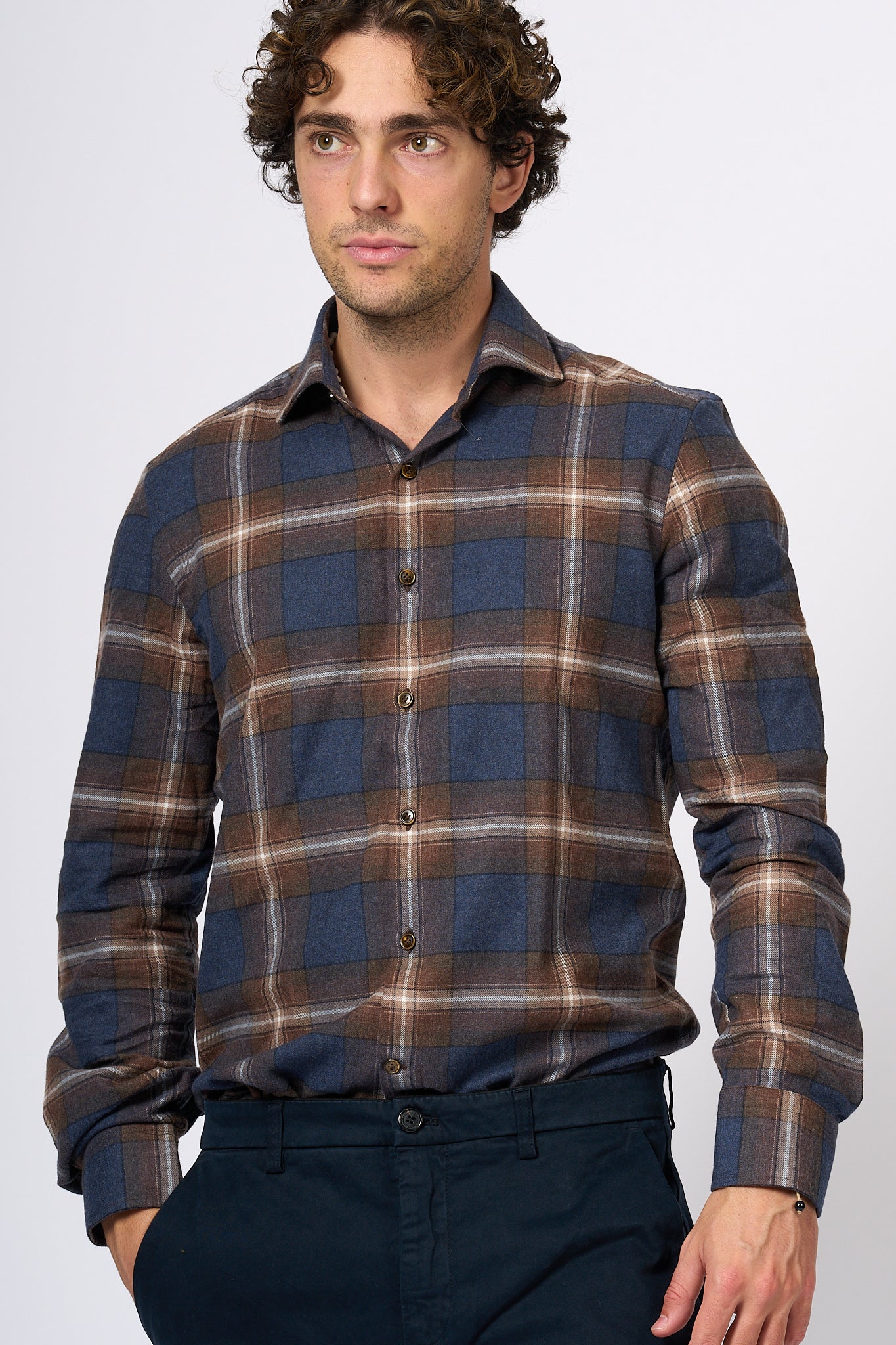 Sonrisa Camicia Flanella Madras Marrone Uomo-1