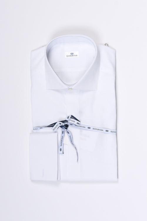 Sonrisa Camicia Polso Doppio Francese Bianco Uomo