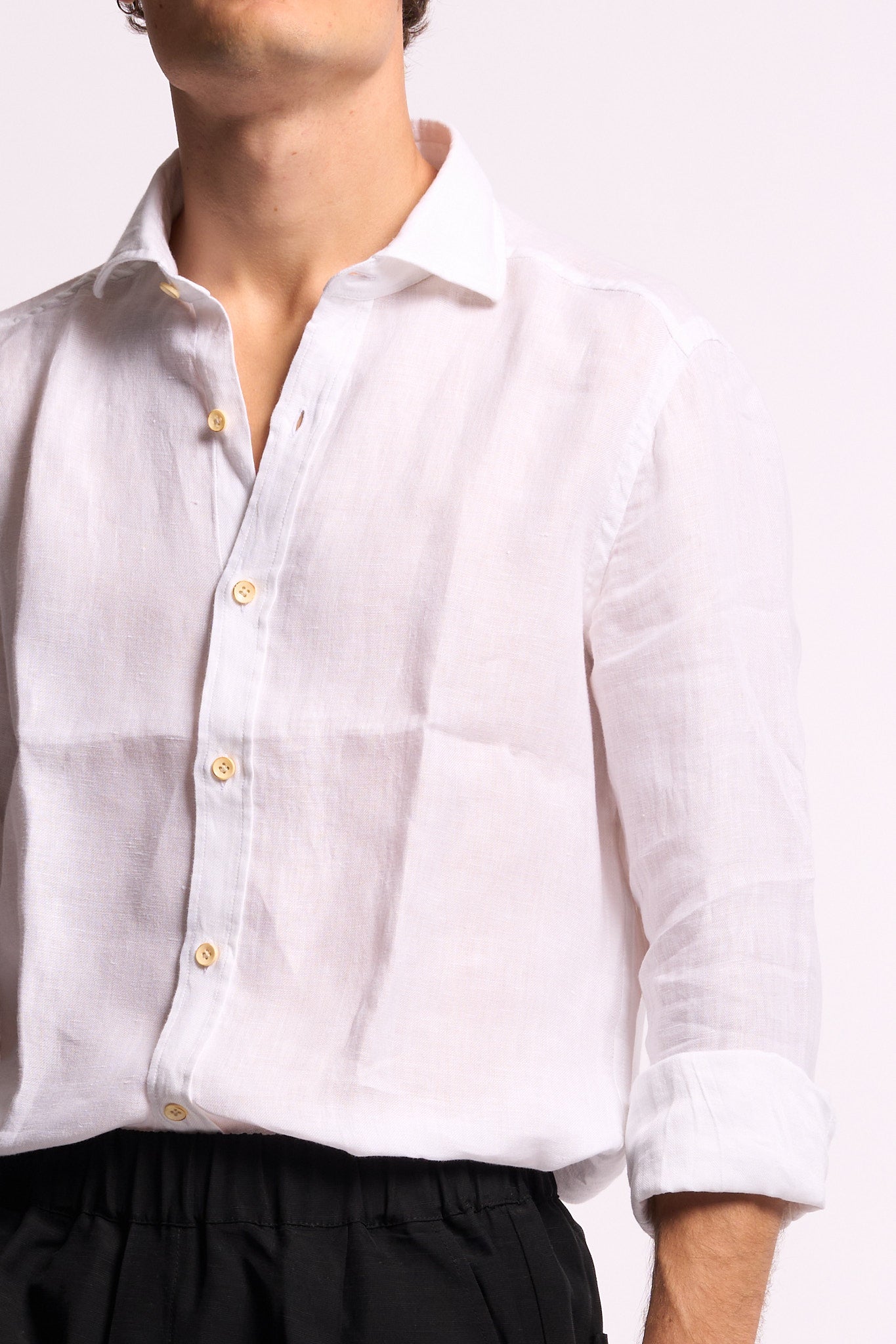 Sonrisa Camicia in Lino Bianco Uomo-2