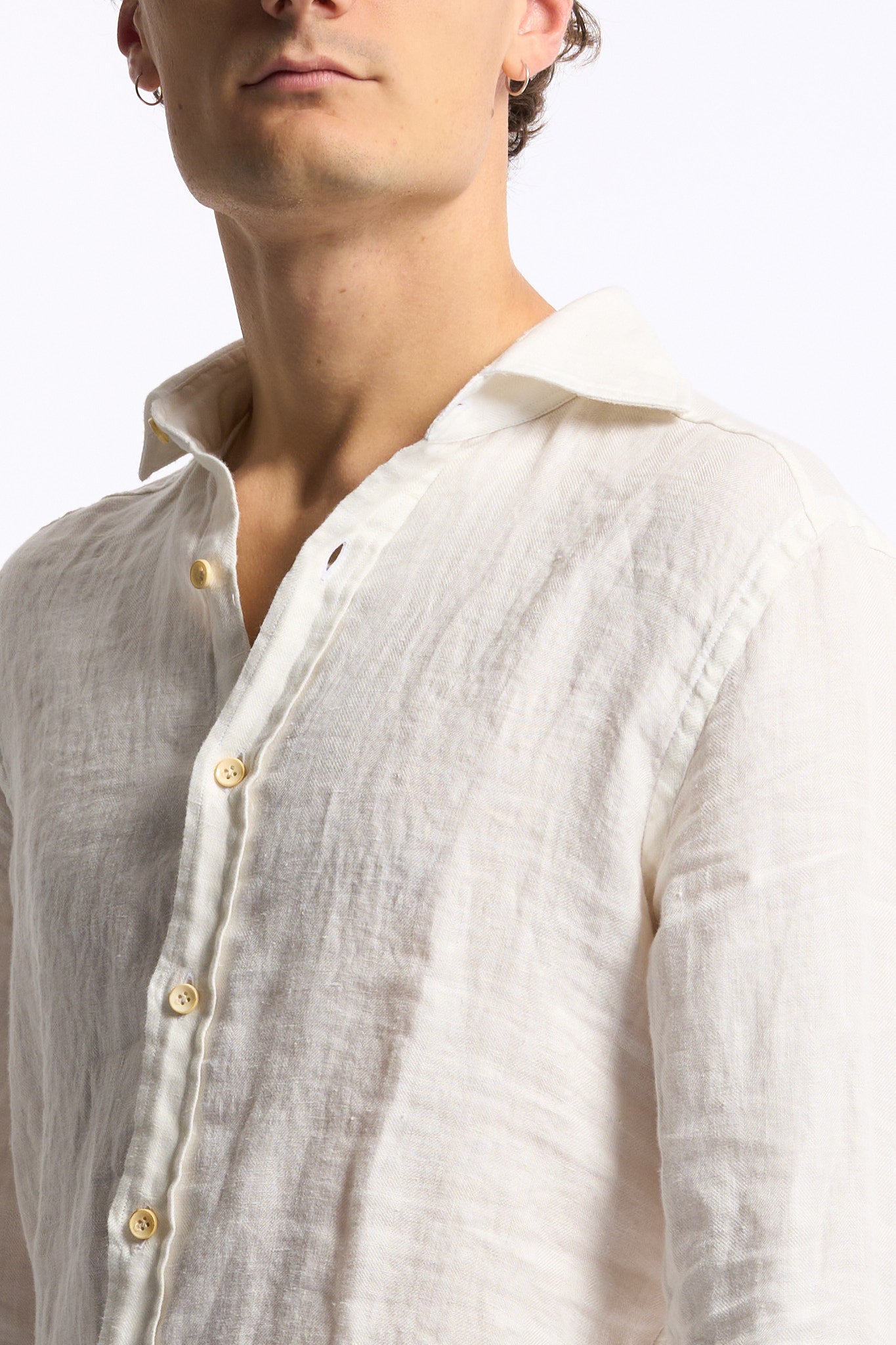 Sonrisa Camicia in Lino Off White Uomo-2