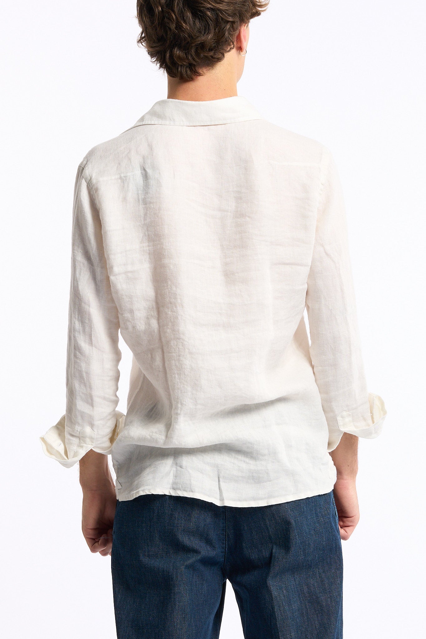 Sonrisa Camicia in Lino Off White Uomo-5