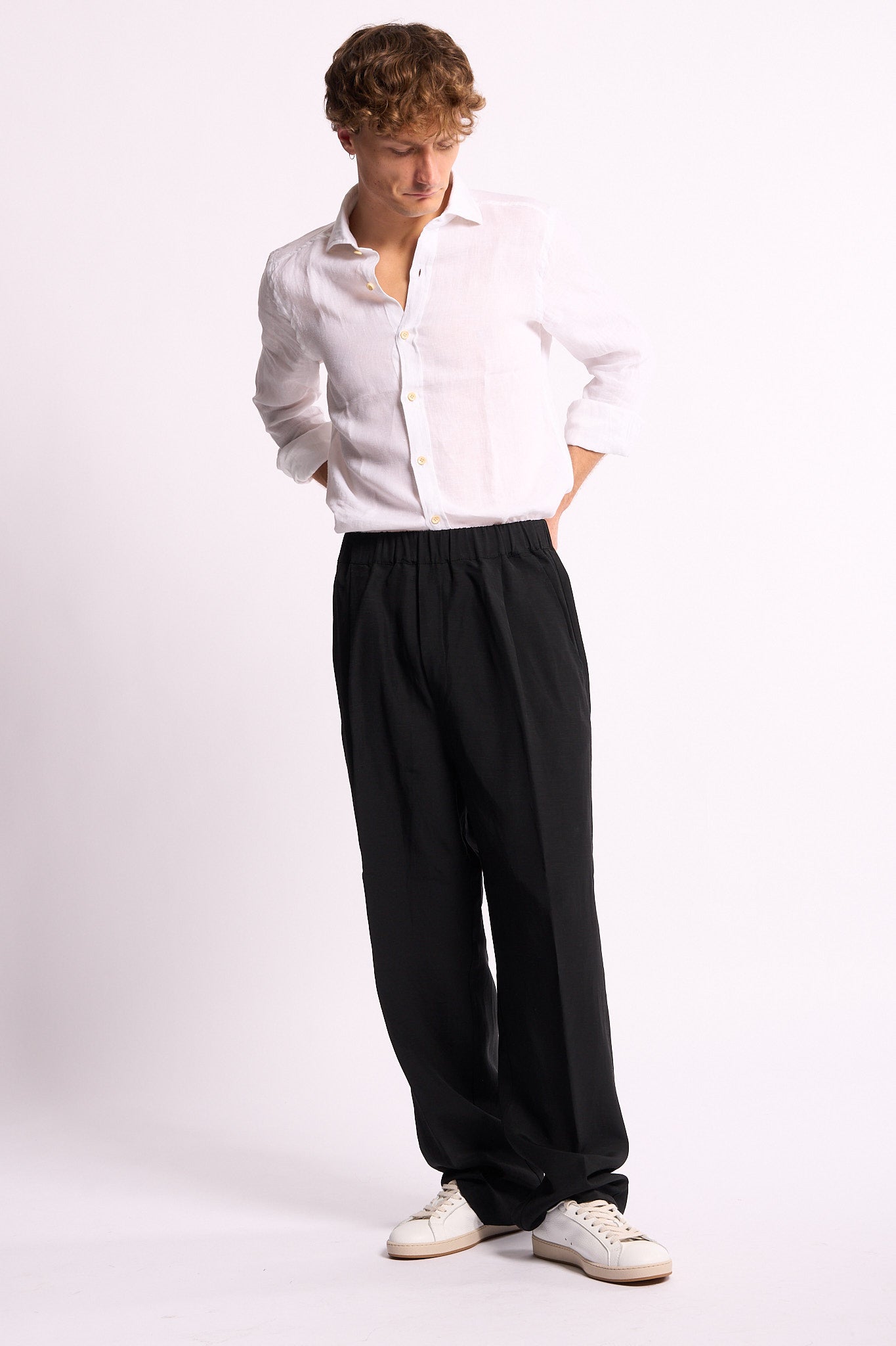 Sonrisa Camicia in Lino Bianco Uomo-3
