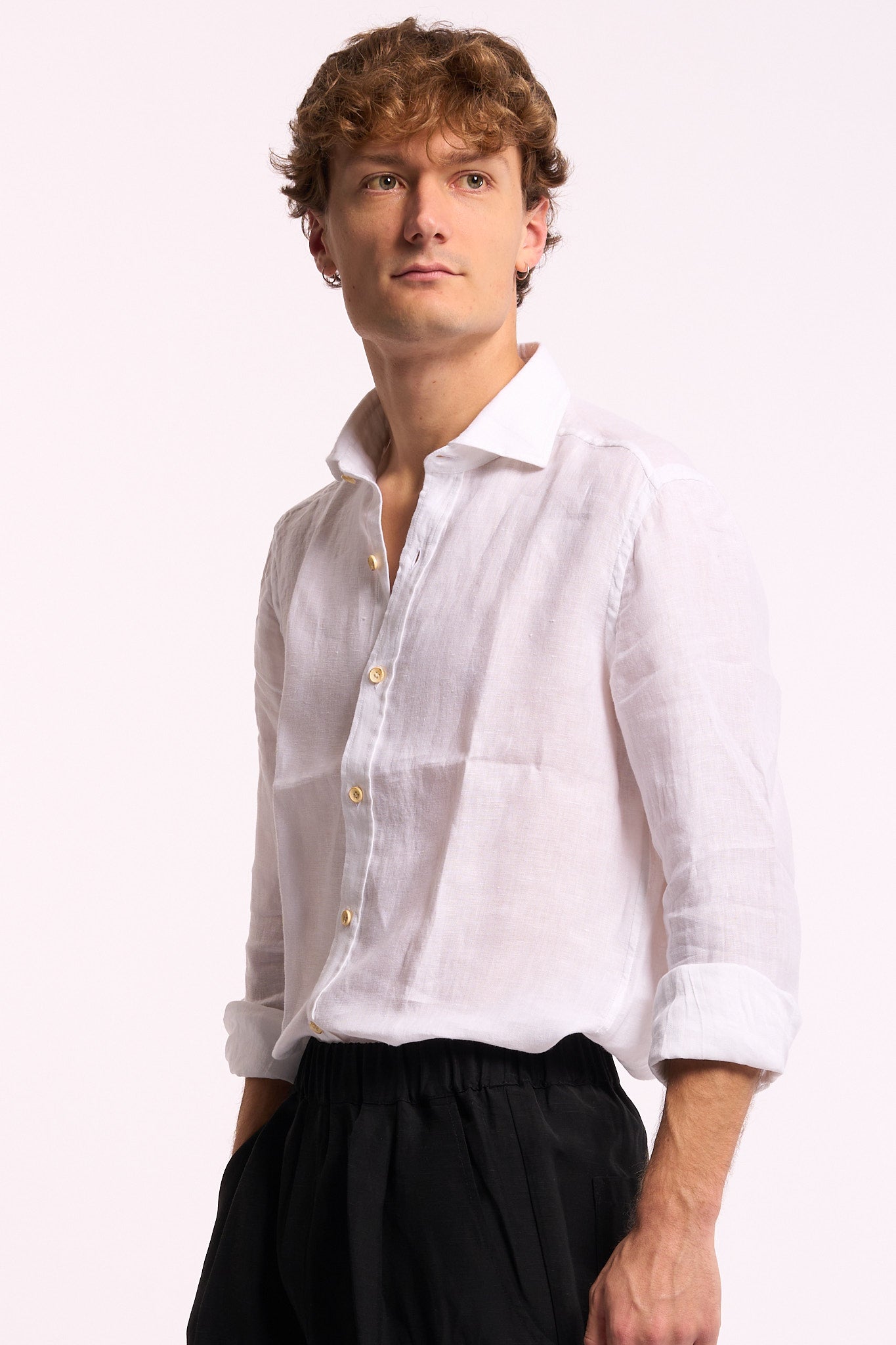 Sonrisa Camicia in Lino Bianco Uomo-1