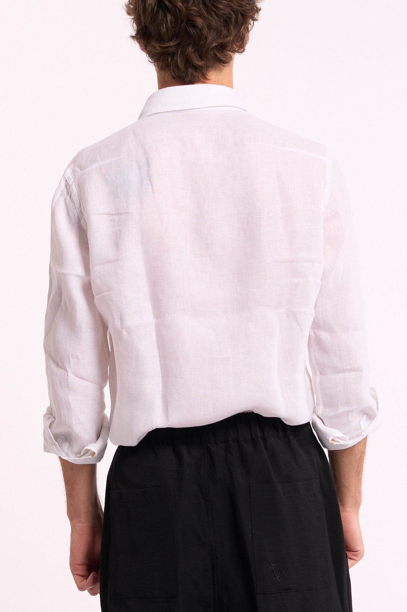 Sonrisa Camicia in Lino Bianco Uomo-4