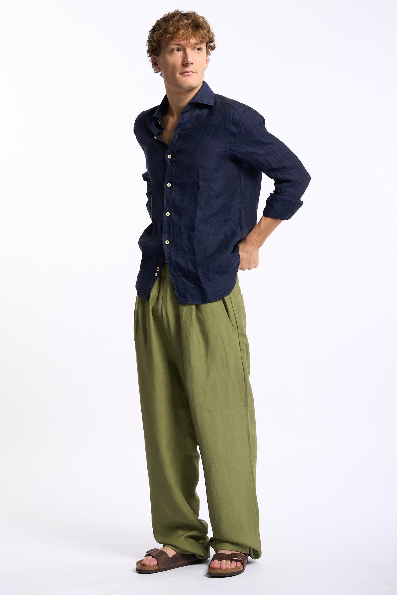 Sonrisa Camicia in Lino Blu Uomo-3