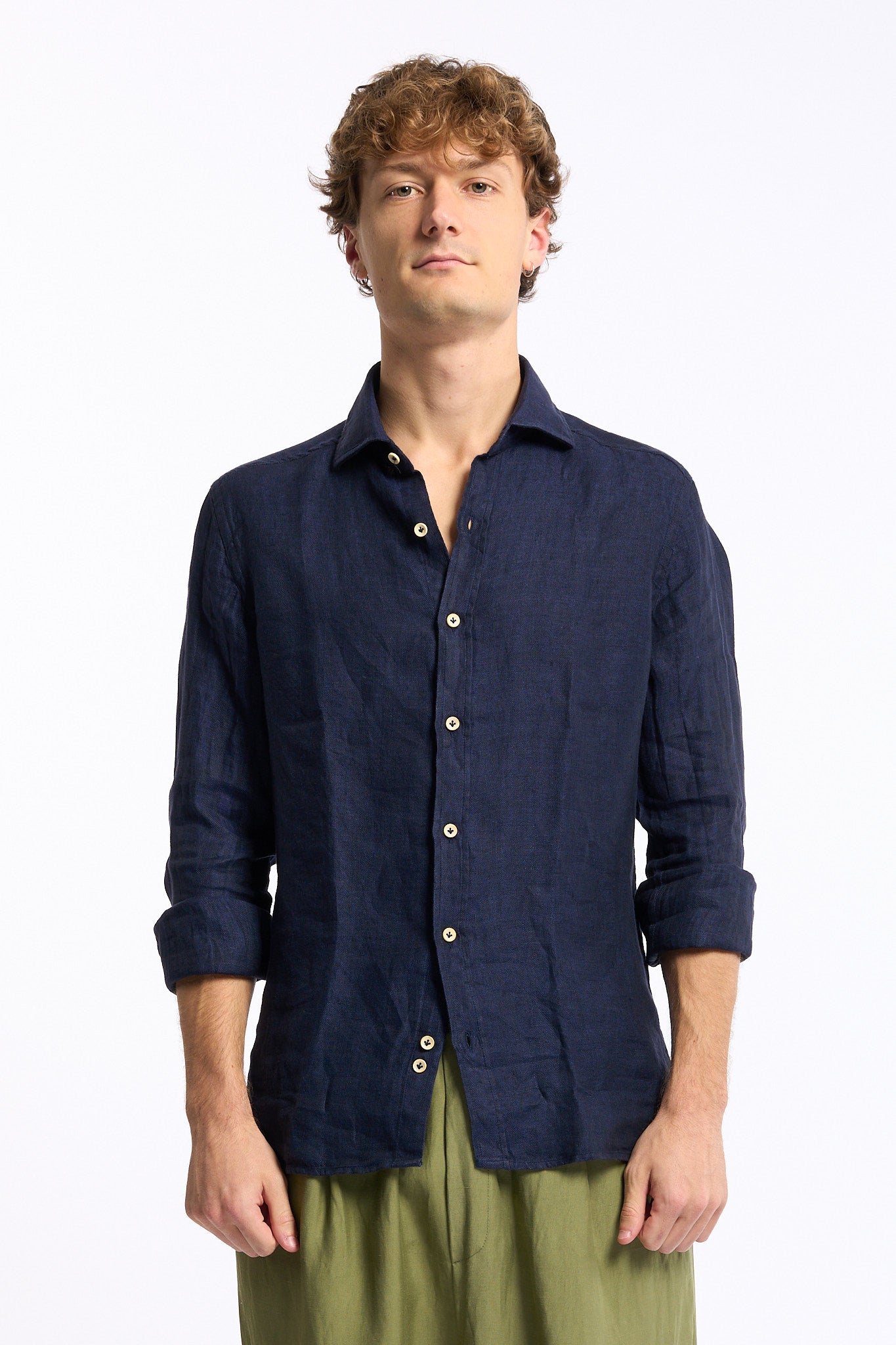 Sonrisa Camicia in Lino Blu Uomo-2