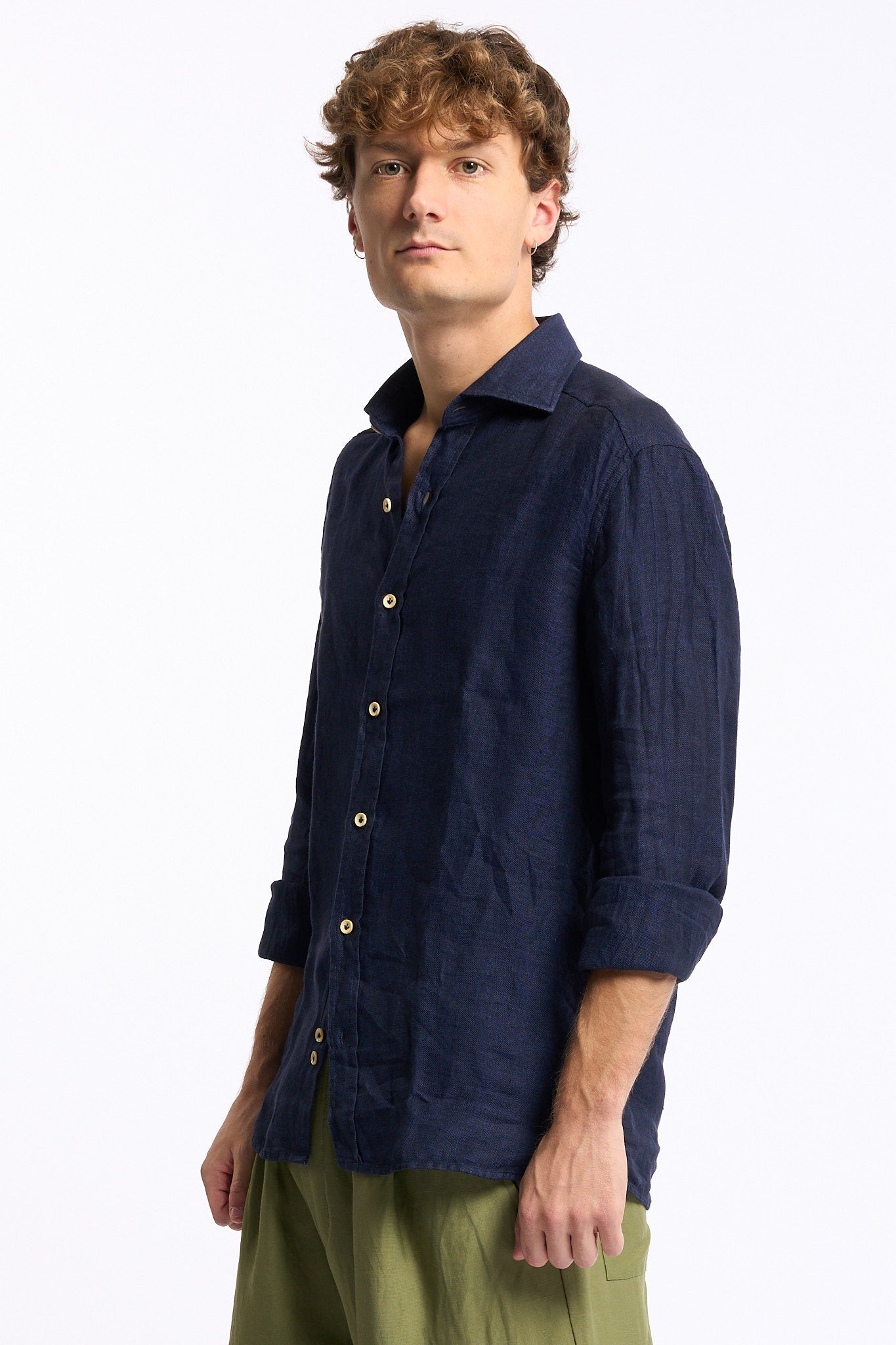 Sonrisa Camicia in Lino Blu Uomo-4