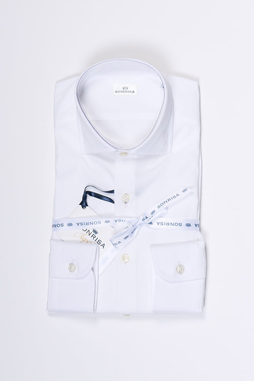 Sonrisa Camicia in Popeline Bianco Uomo