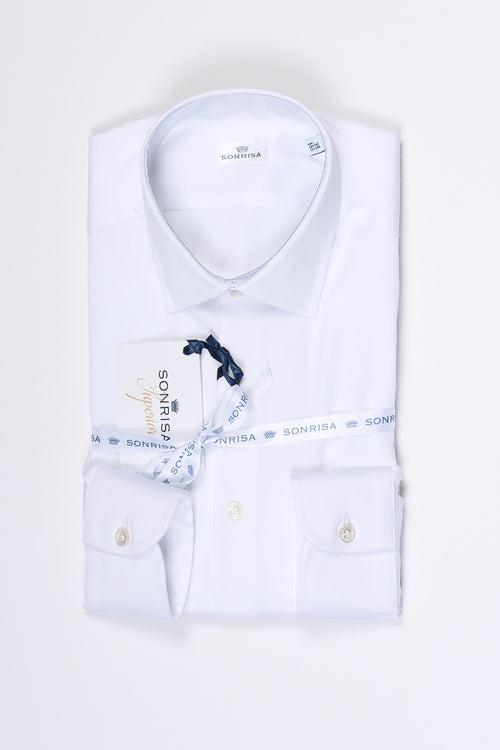 Sonrisa Camicia in Twill Bianco Uomo