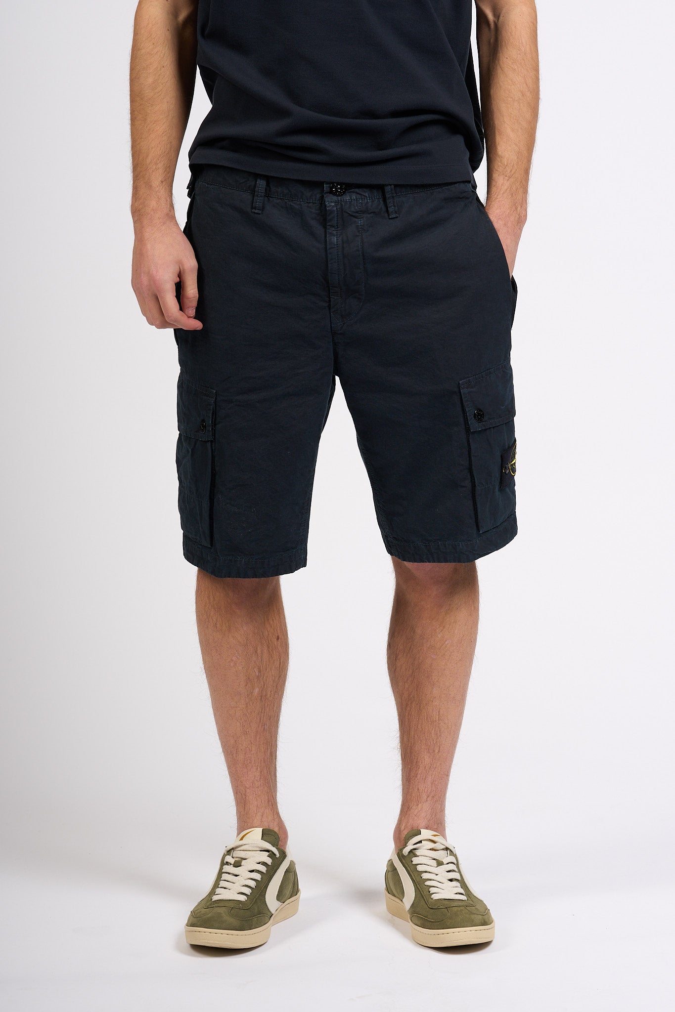 Stone Island Bermuda Cargo Blu Uomo-3