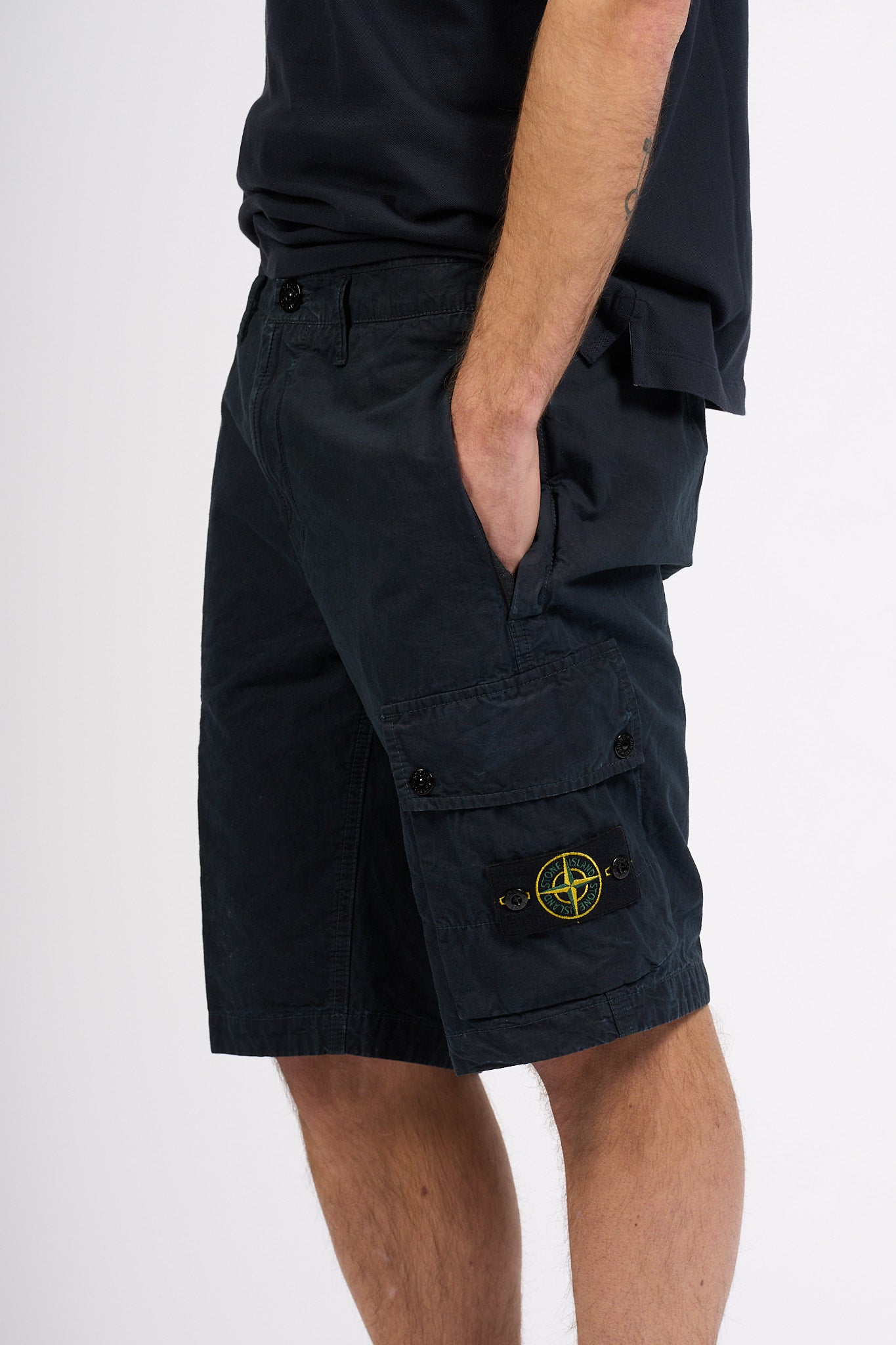 Stone Island Bermuda Cargo Blu Uomo-1