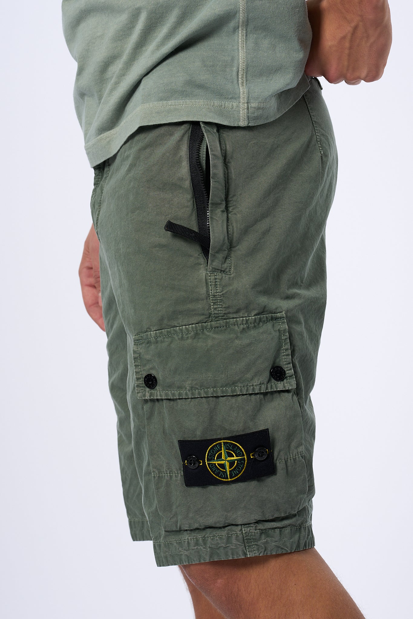 Stone Island Bermuda Cargo Muschio Uomo-3