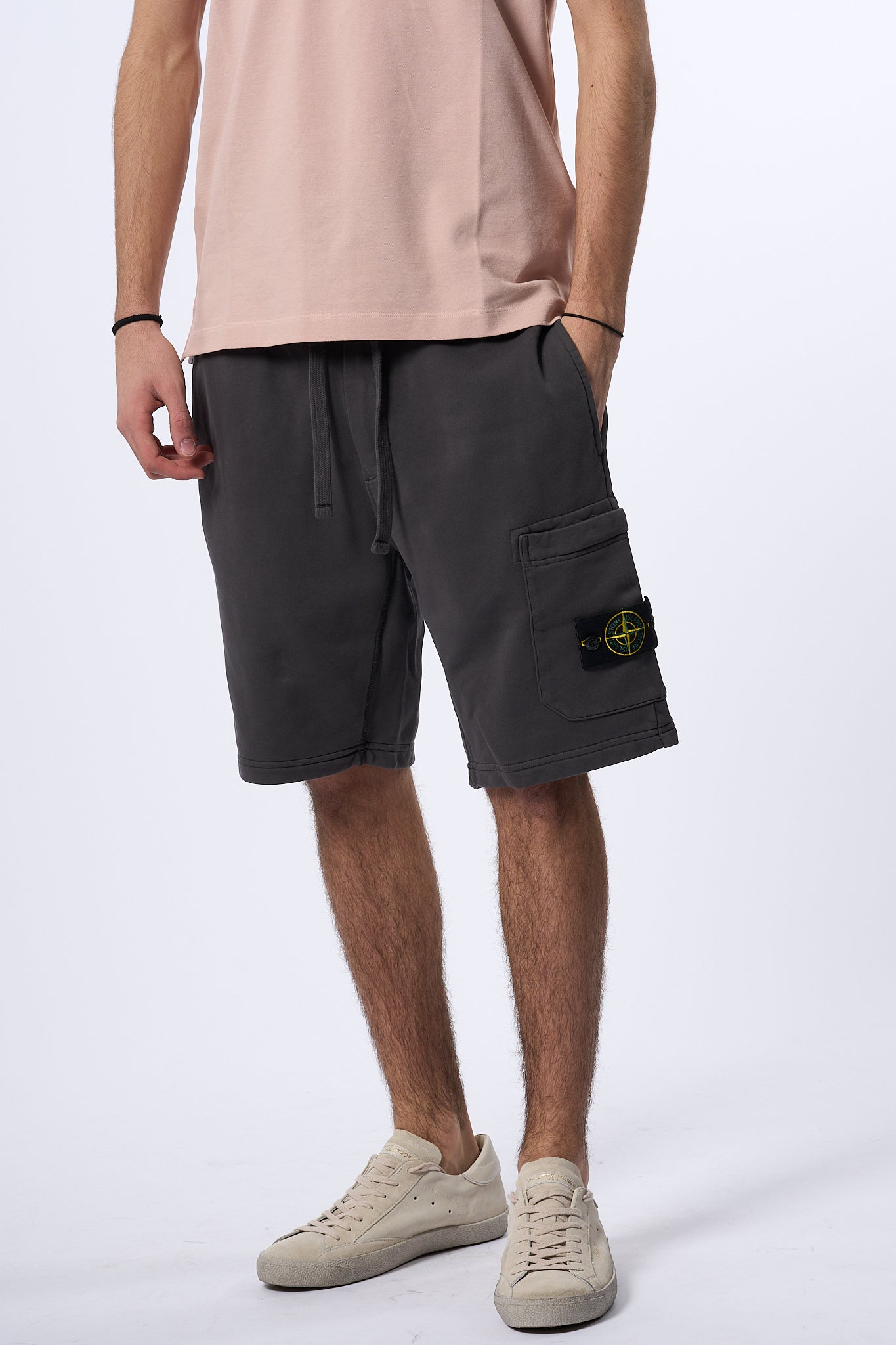 Stone Island Bermuda in Felpa Antracite Uomo-3