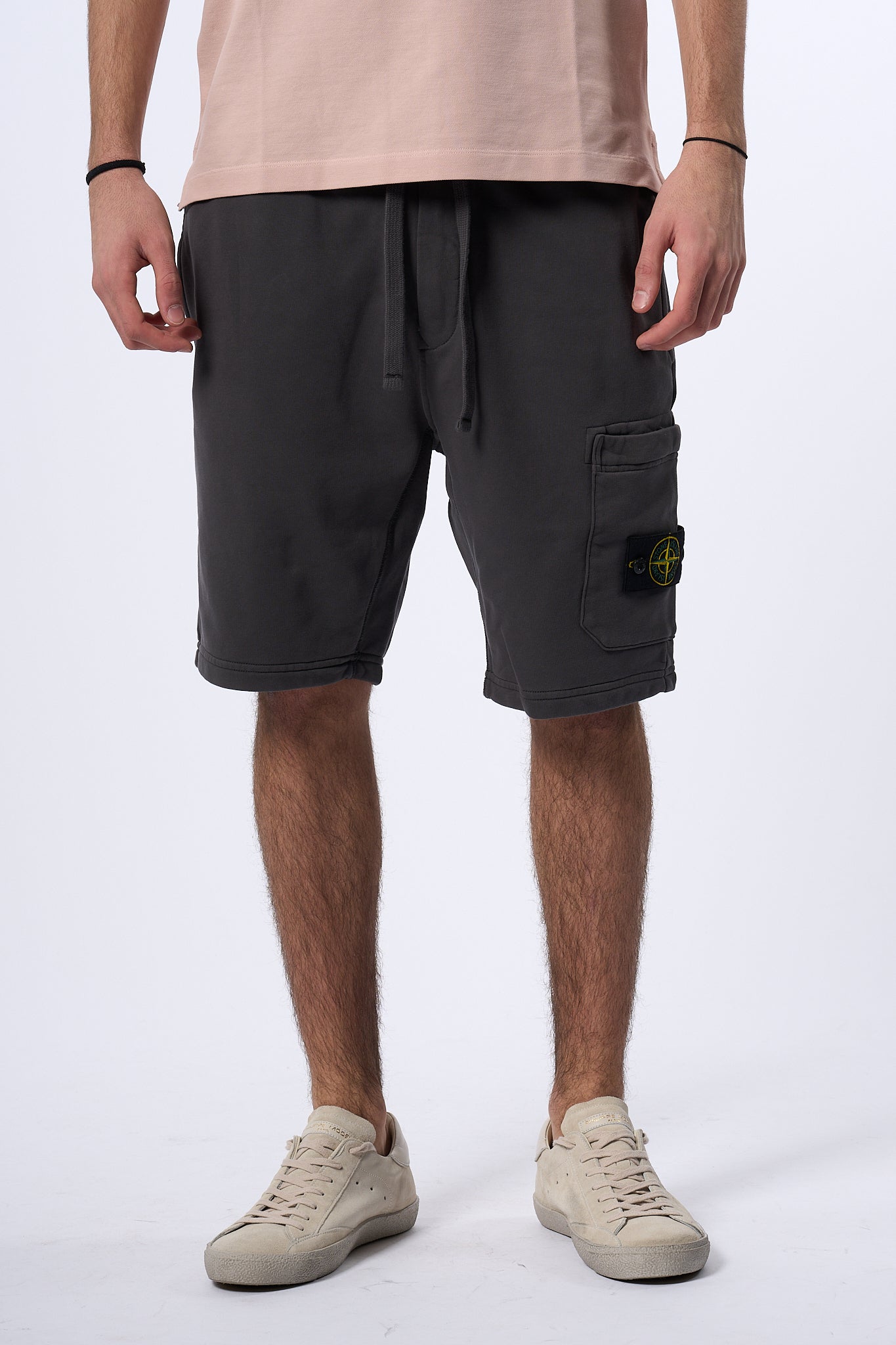 Stone Island Bermuda in Felpa Antracite Uomo-5