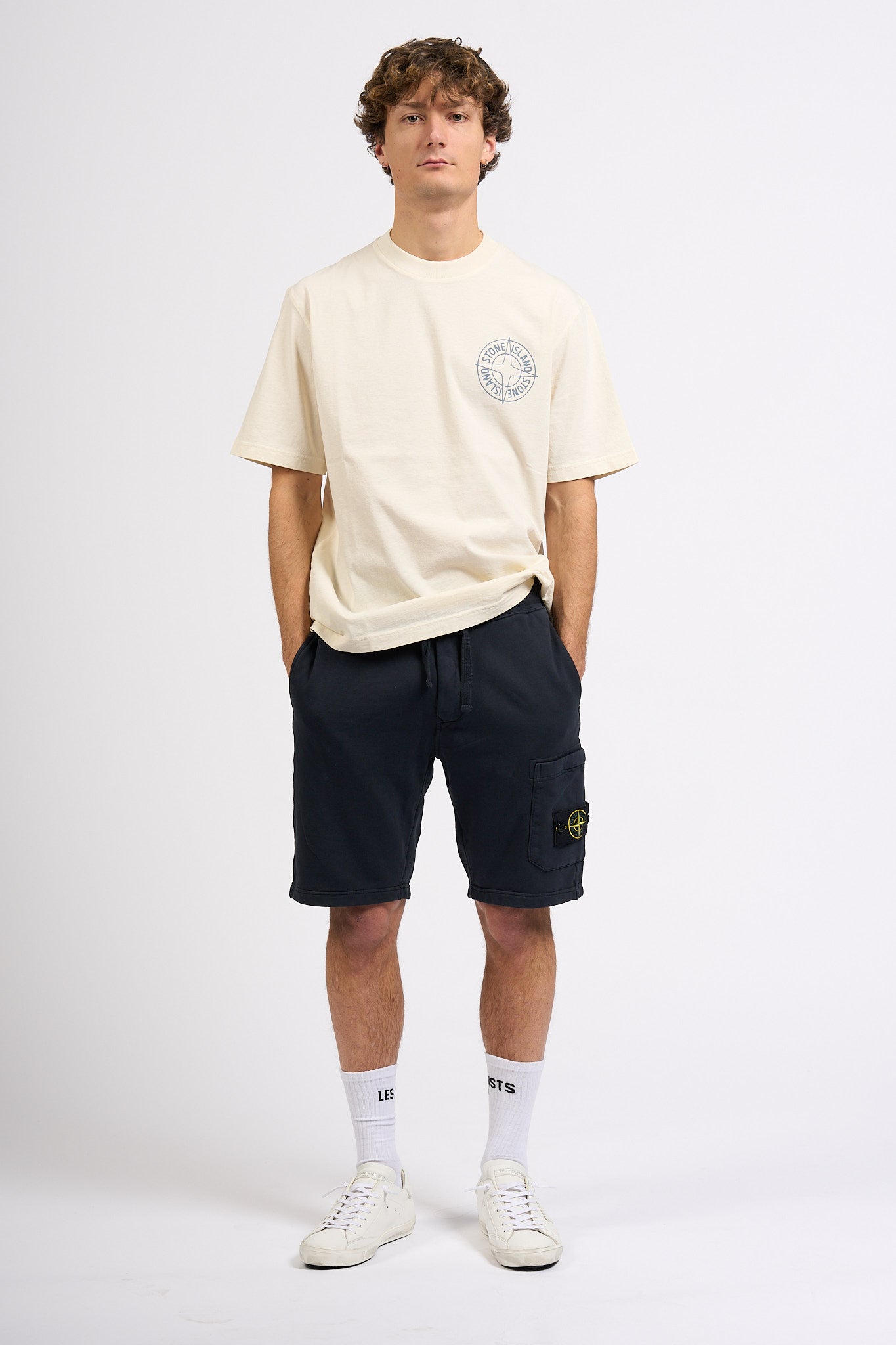 Stone Island Bermuda in Felpa Blu Uomo-3