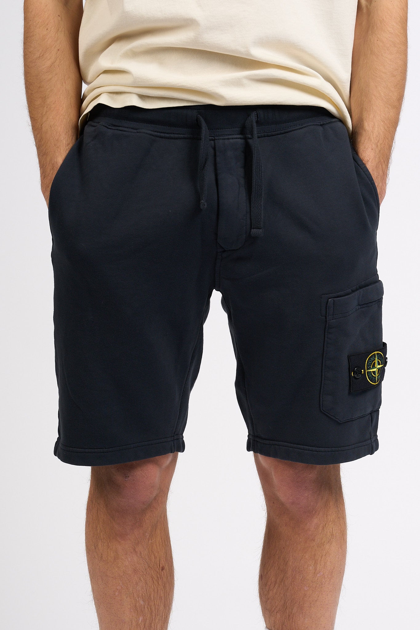 Stone Island Bermuda in Felpa Blu Uomo-4
