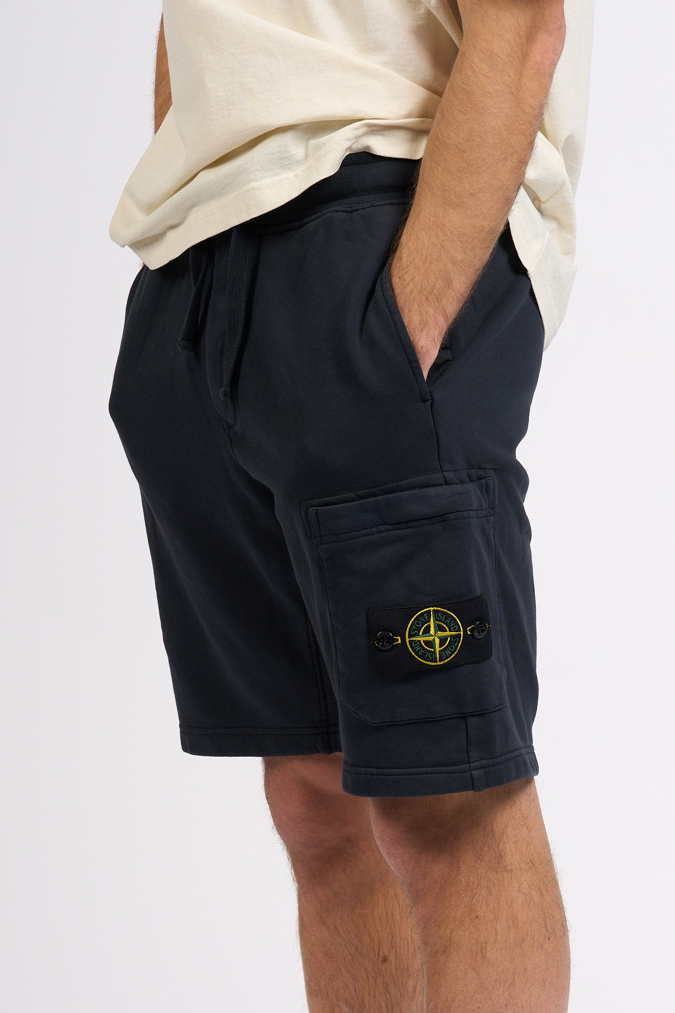 Stone Island Bermuda in Felpa Blu Uomo-5