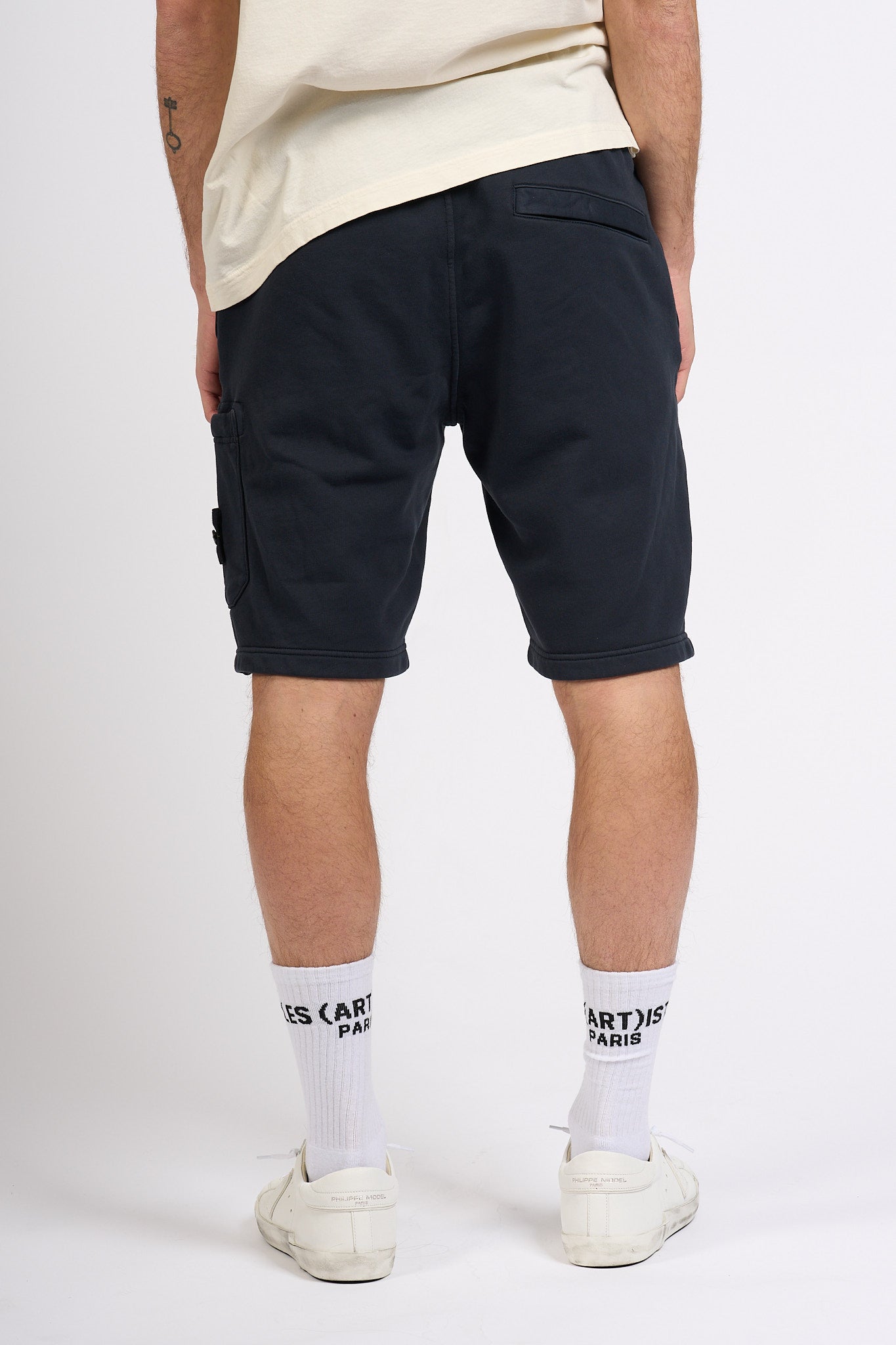 Stone Island Bermuda in Felpa Blu Uomo-6