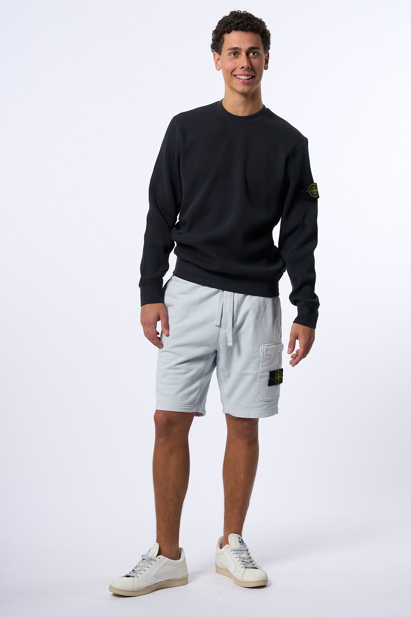 Stone Island Bermuda in Felpa Cielo Uomo-2