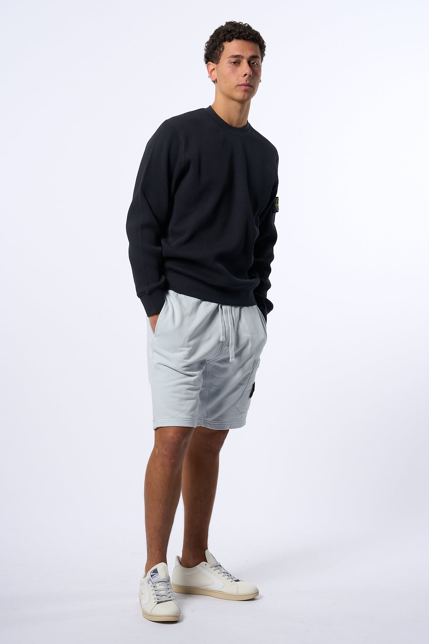 Stone Island Bermuda in Felpa Cielo Uomo-7