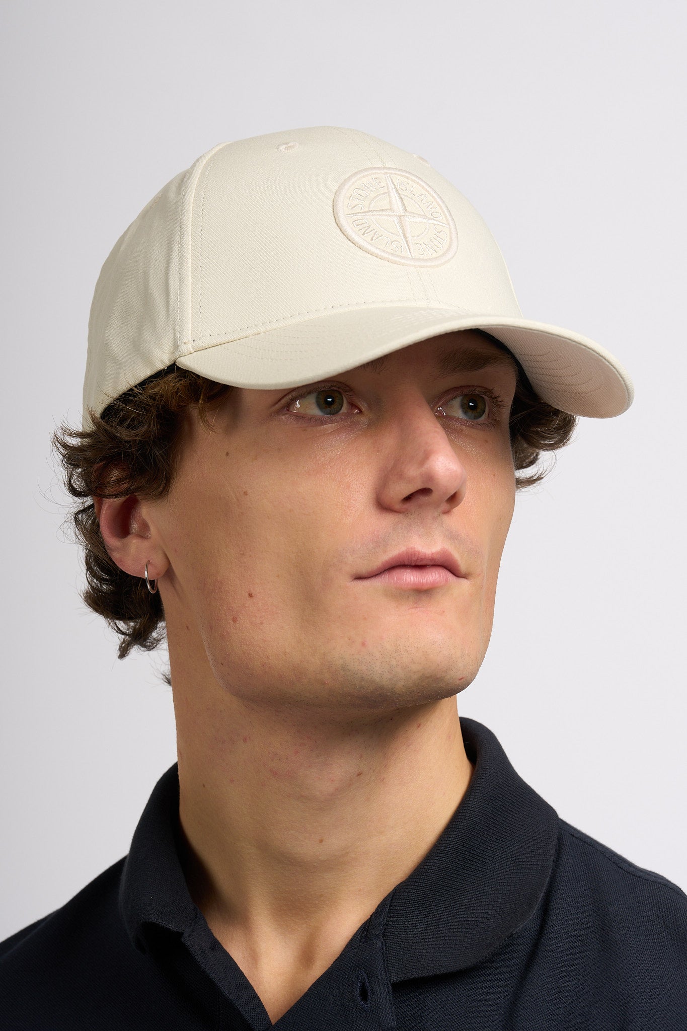 Stone Island Cappellino con Logo Ricamato Avorio Uomo-4