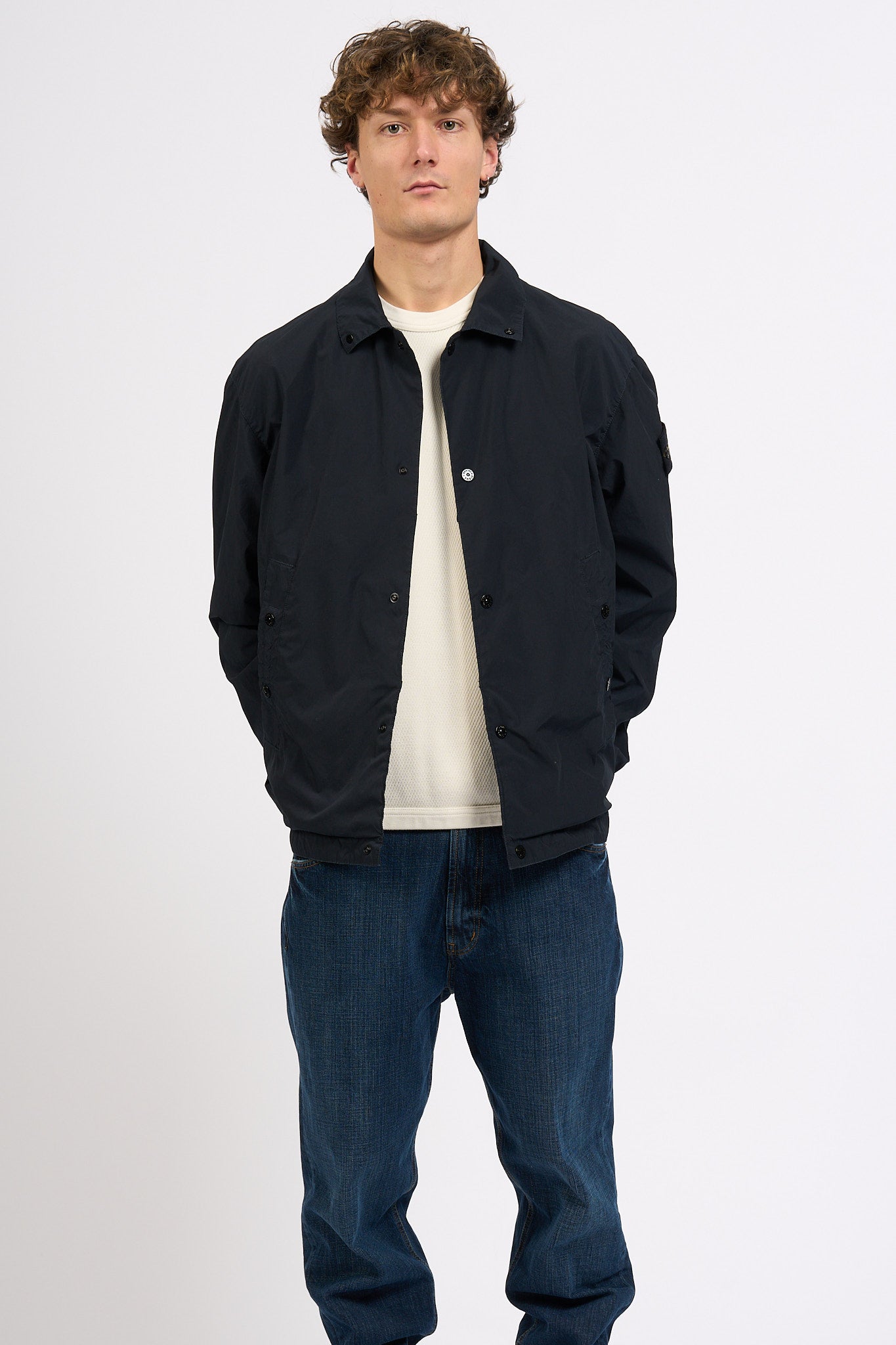 Stone Island Coach Jacket Blu Uomo-4