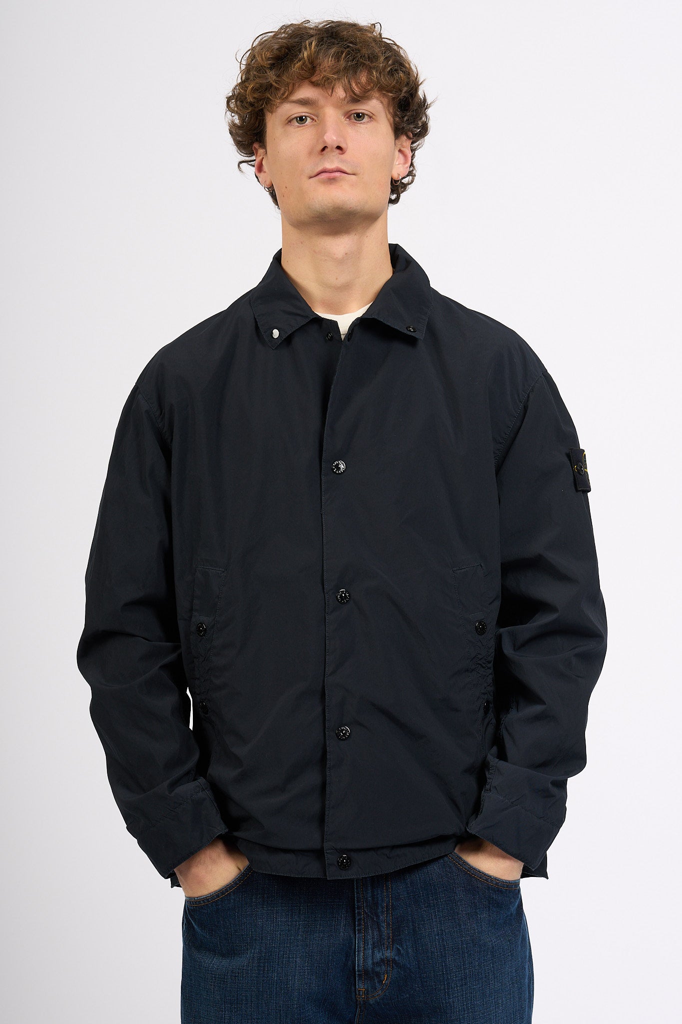 Stone Island Coach Jacket Blu Uomo-3