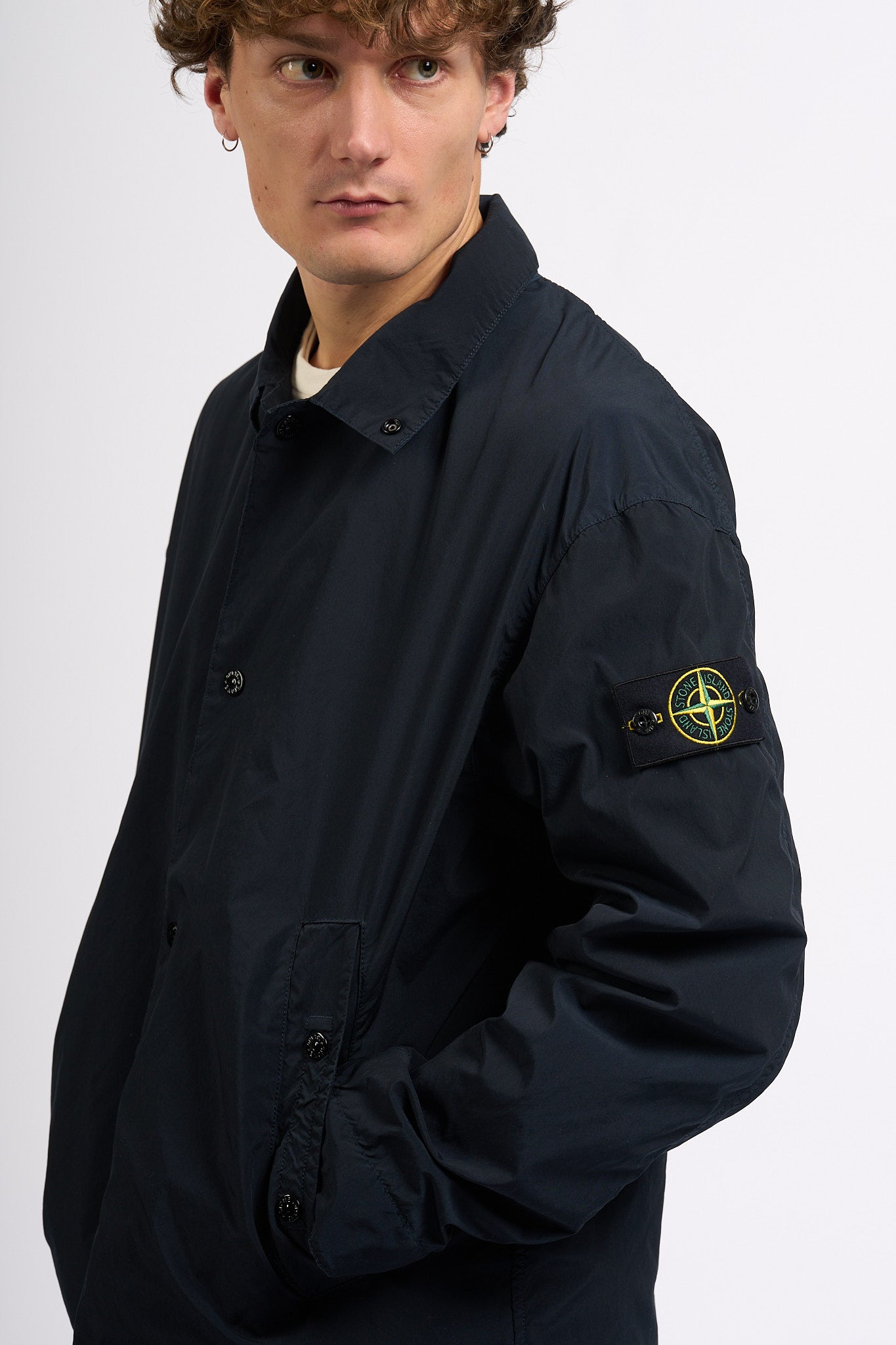 Stone Island Coach Jacket Blu Uomo-7