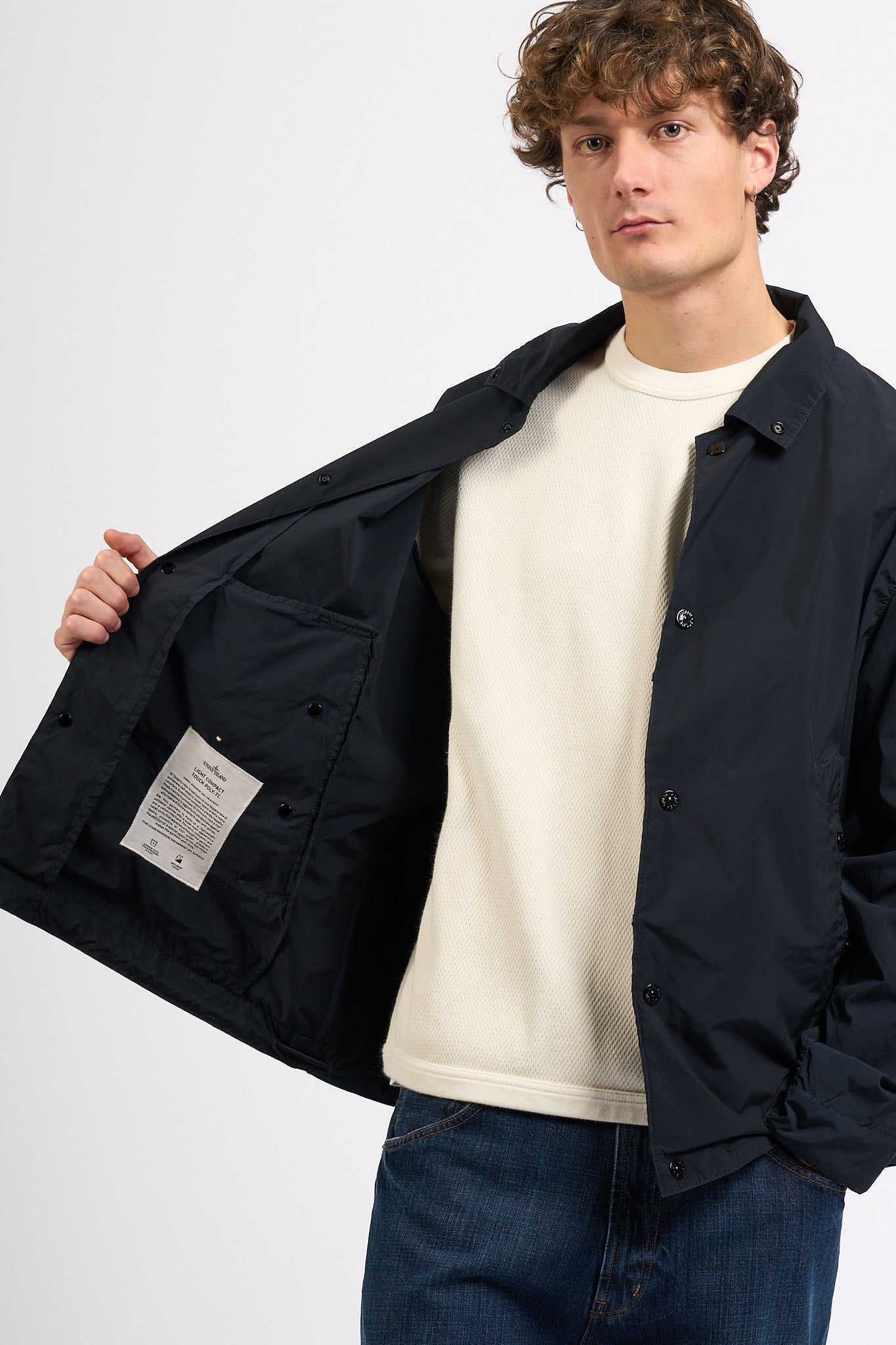 Stone Island Coach Jacket Blu Uomo-8