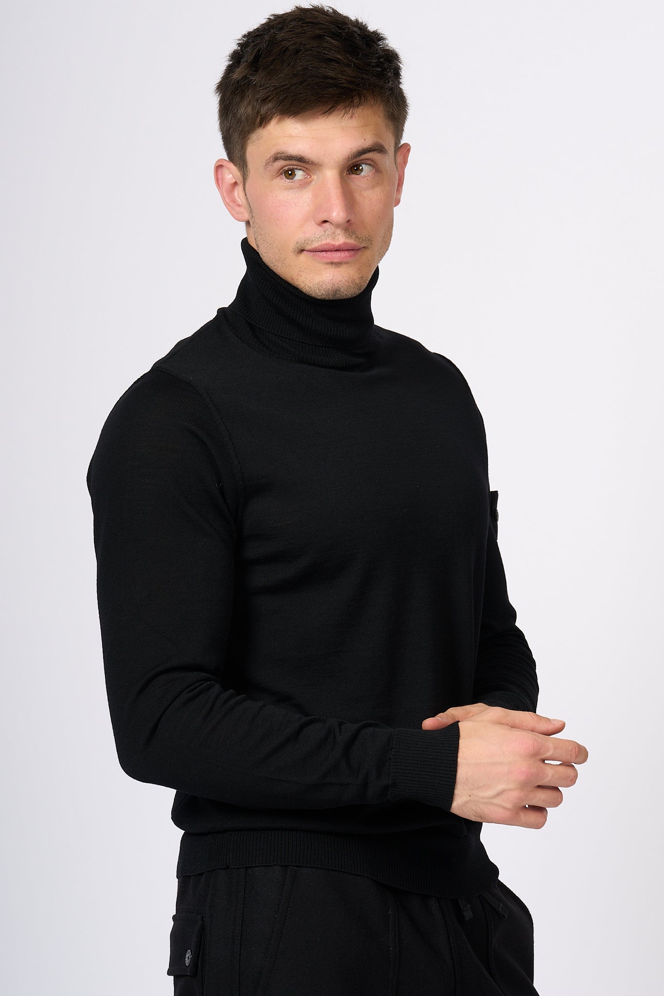 Stone Island Extrafine Turtleneck Black Men-1