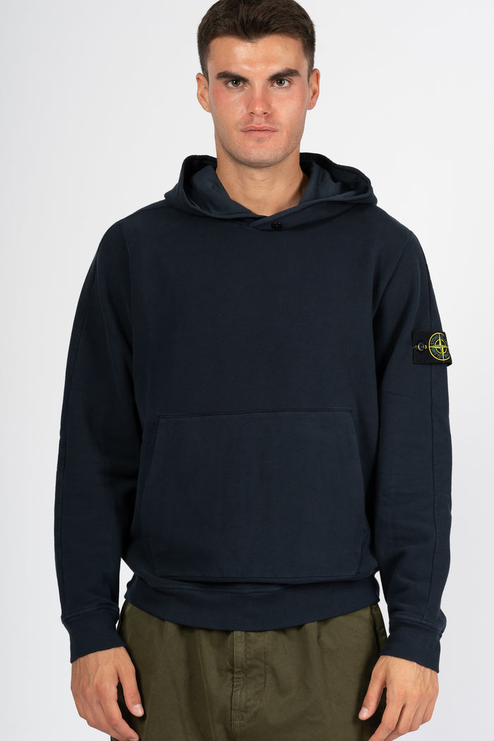 Stone Island Felpa Cappuccio Blu Navy Uomo-2