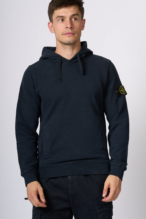 Stone Island Felpa Cappuccio Blu Uomo-2