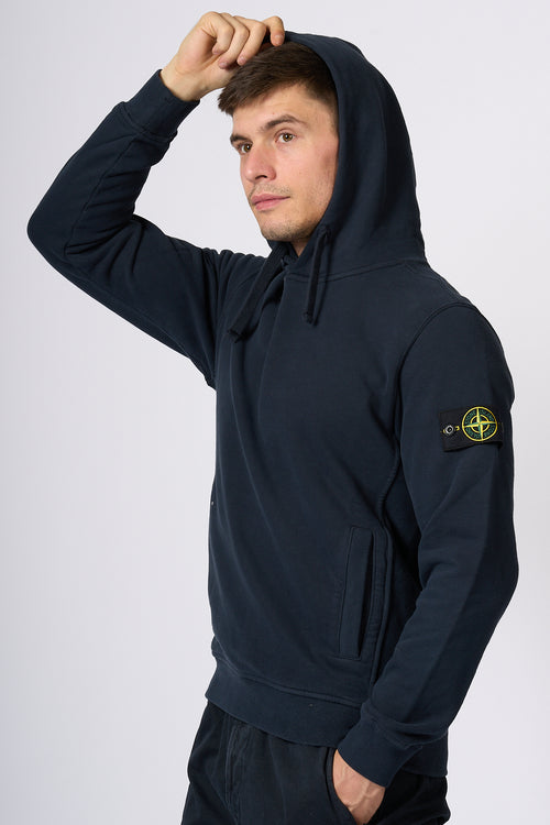 Stone Island Felpa Cappuccio Blu Uomo