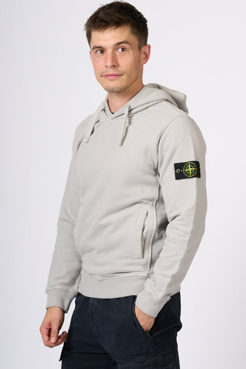 Stone Island Felpa Cappuccio Grigio Chiaro Uomo