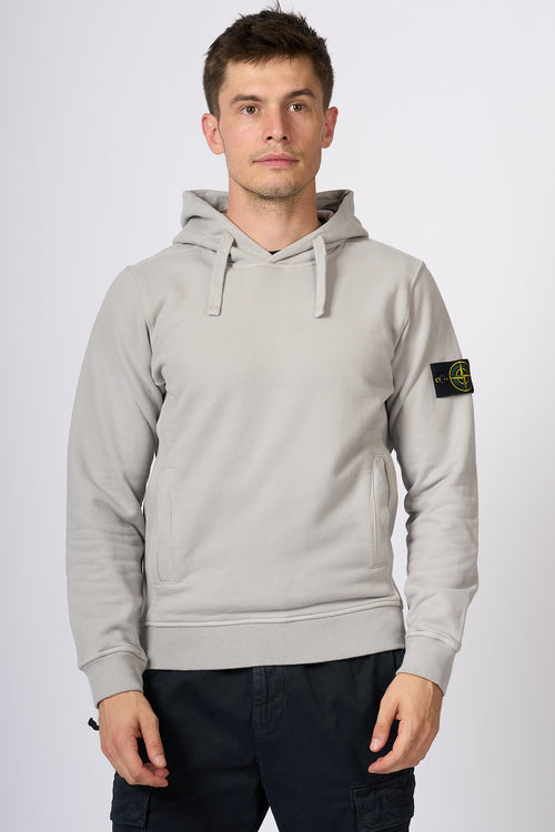 Stone Island Felpa Cappuccio Grigio Chiaro Uomo-2