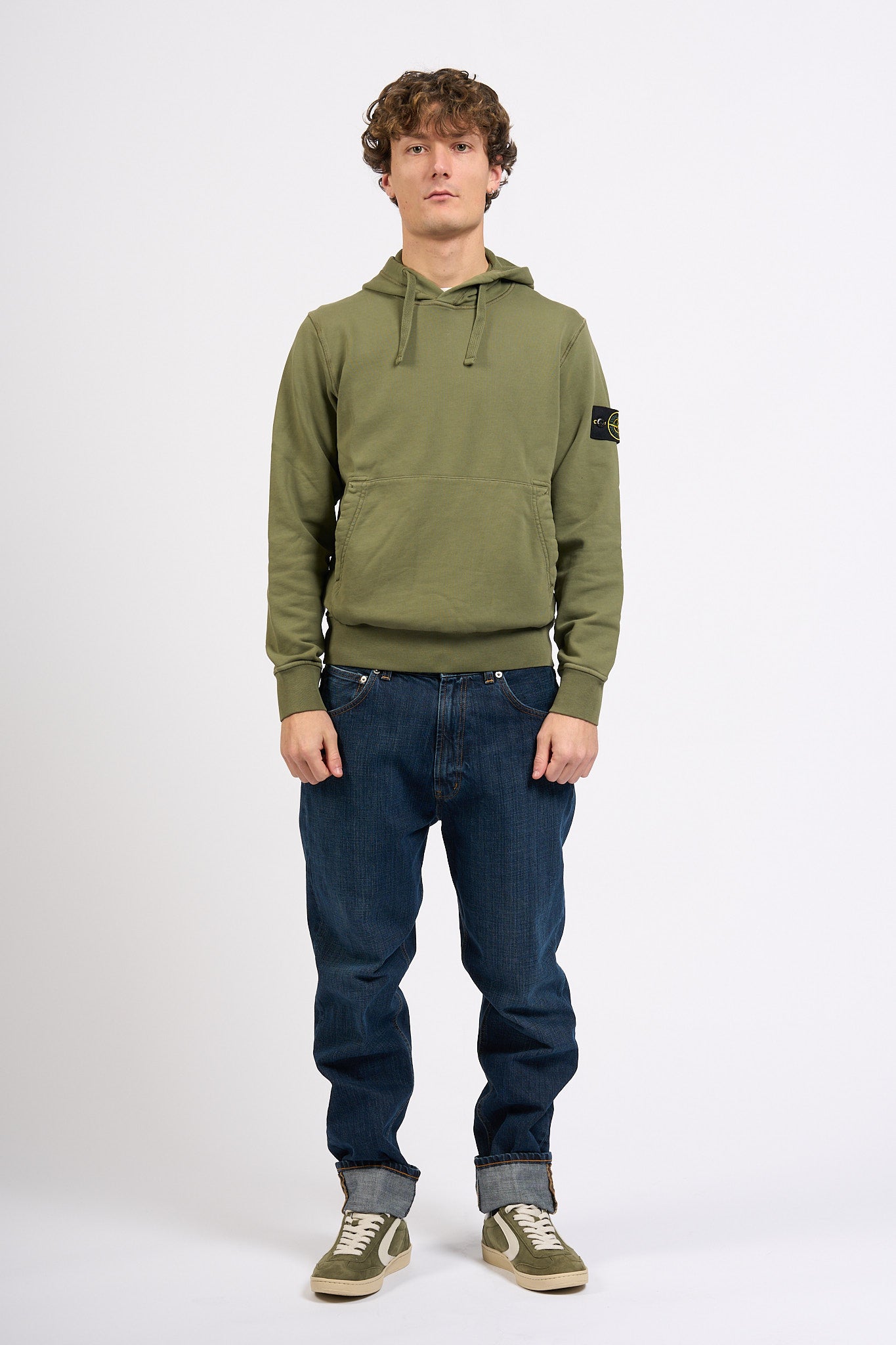 Stone Island Felpa Cappuccio Verde militare Uomo-3