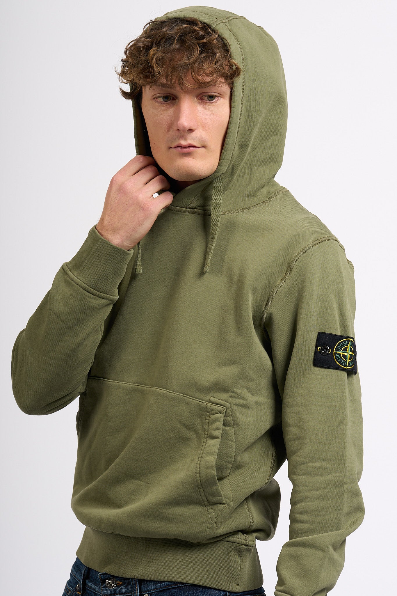 Stone Island Felpa Cappuccio Verde militare Uomo-5